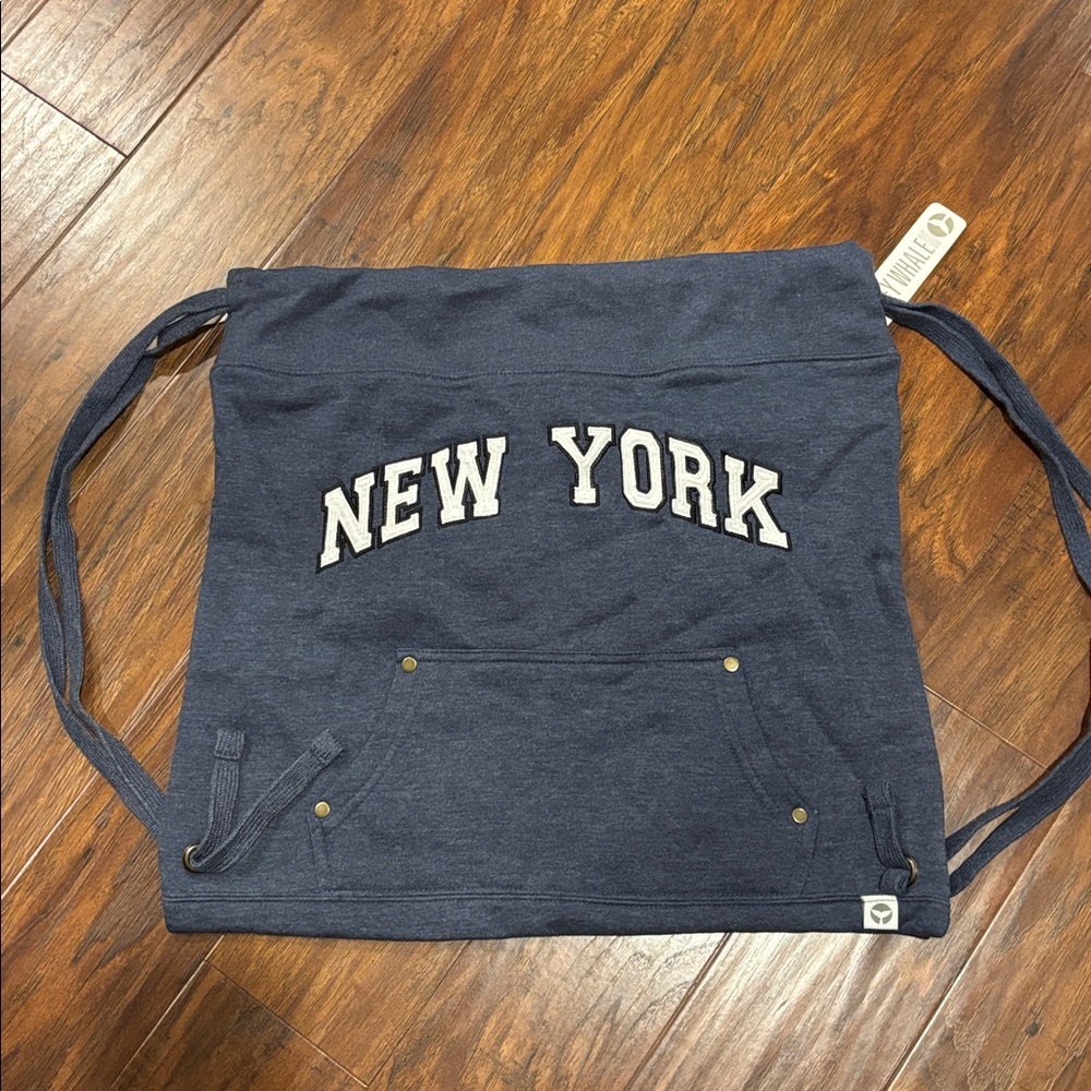 New York Navy Drawstring Hoodie Bag